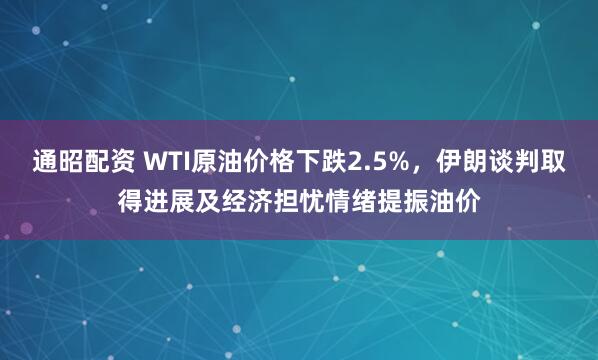 通昭配资 WTI原油价格下跌2.5%，伊朗谈判取得进展及经济担忧情绪提振油价